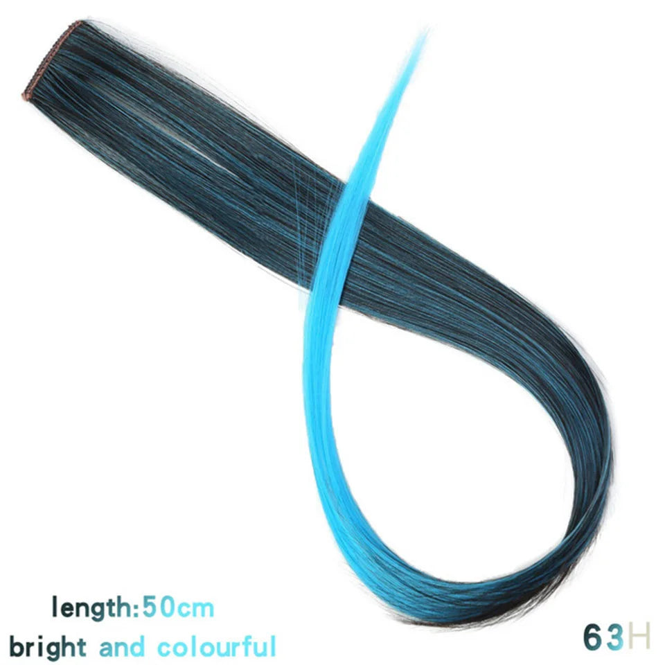 HUAYA Colorful Synthetic Hair Long Straight Hair Strands On Barrettes Clip In Hair Extensions kanekalons Fake Hair Pins