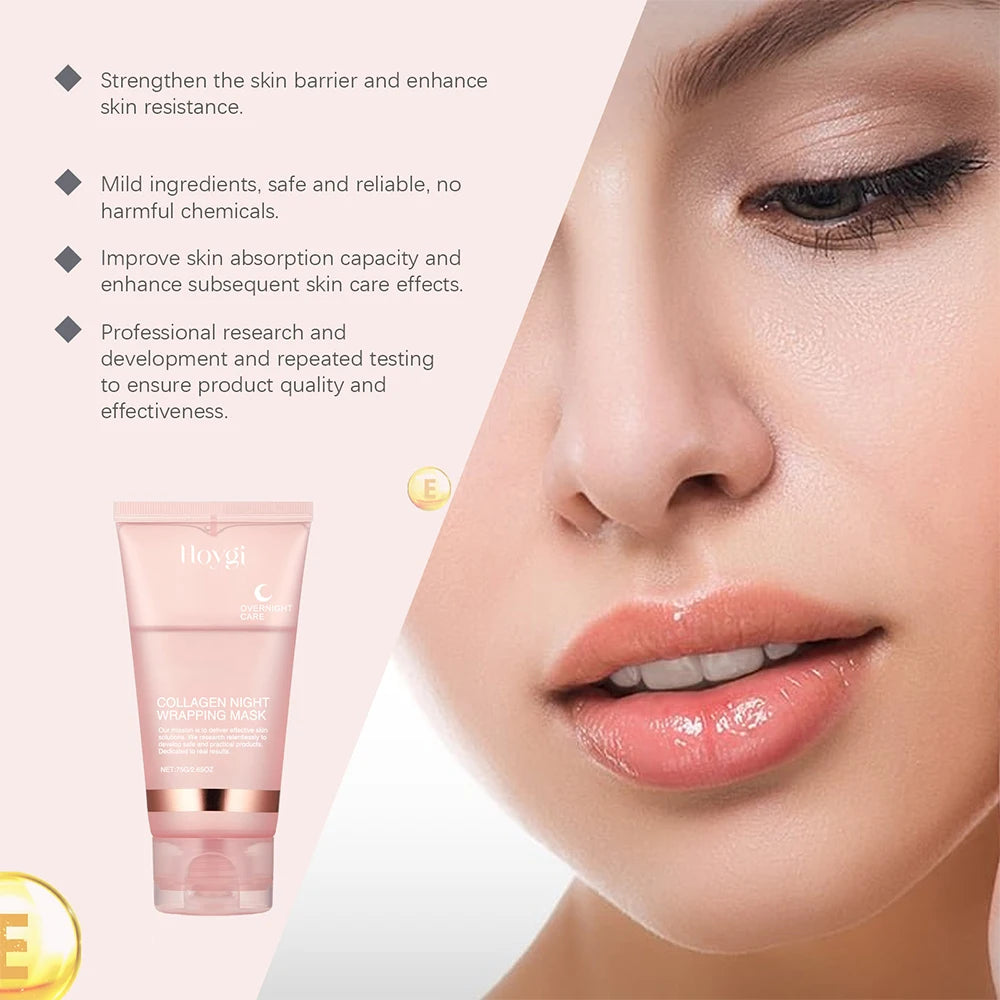 75ml Collagen Peel Off Face Mask With 50g Collagen Jelly Cream Hydrating Moisturizing Night Wrapping Mask Cream Korean Skincare