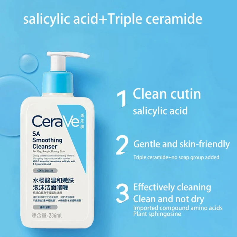 CeraVe SA Cleanser | Salicylic Acid Cleanser with Hyaluronic Acid, Niacinamide & Ceramides BHA Exfoliant for Face |236ml