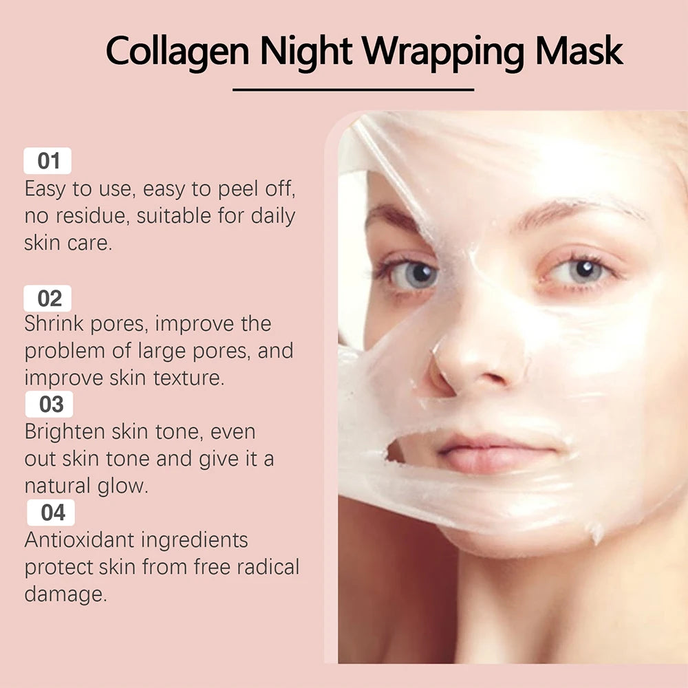 75ml Collagen Peel Off Face Mask With 50g Collagen Jelly Cream Hydrating Moisturizing Night Wrapping Mask Cream Korean Skincare