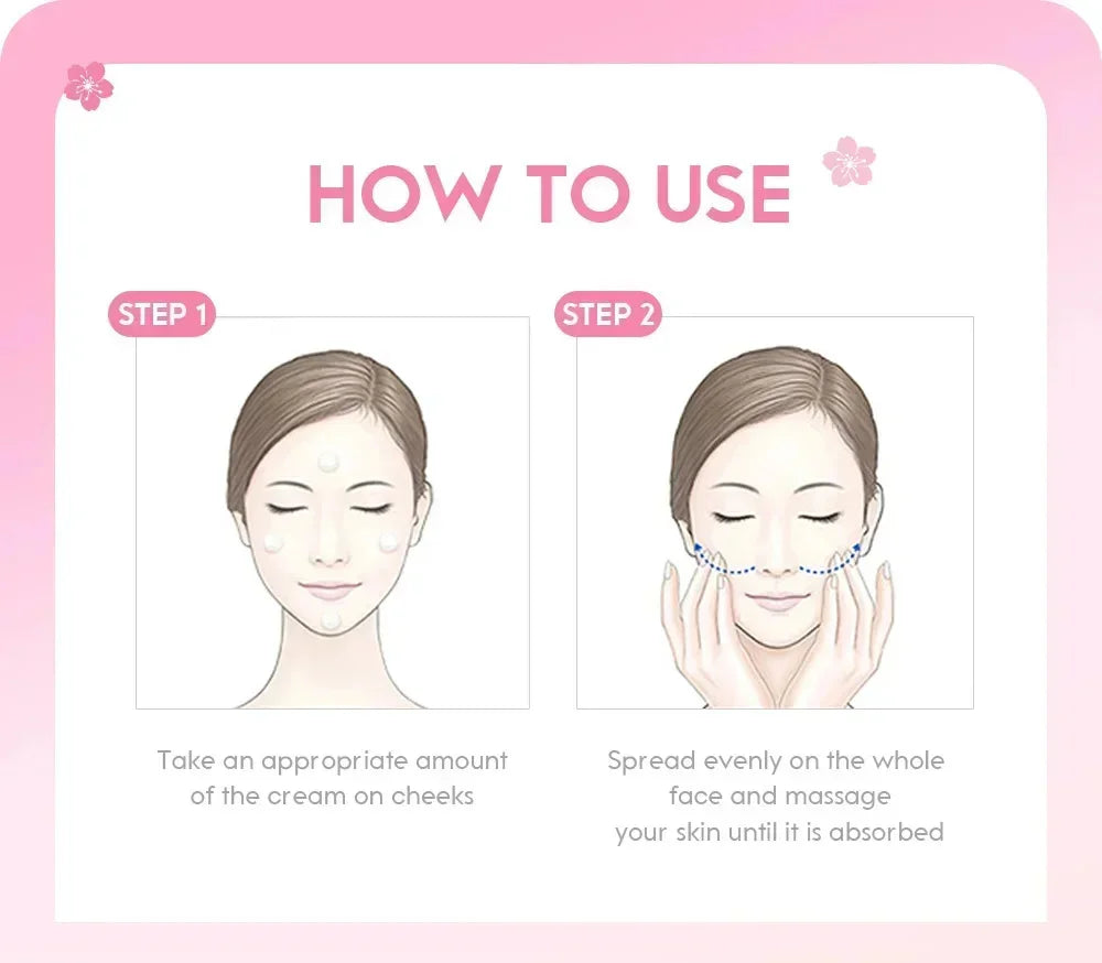 Japan Sakura Wrinkle Remover Face Serum Cream Anti-Aging Fade Fine Lines Lift Firming Vitamin C Whitening Rejuvenation Skin Care