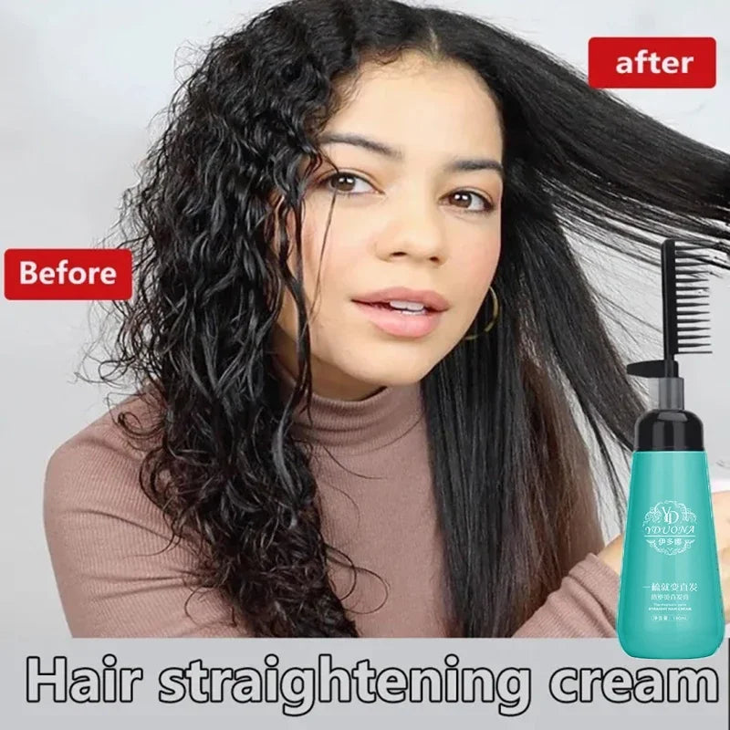 Hair Straightening Cream And Comb Set Nourishing No Hurting Repair Damaged Hair Keratin Smooth Care Improving Frizziness Ionperm
