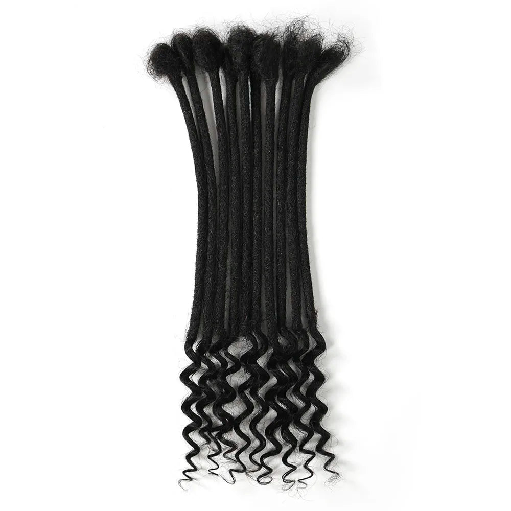 12 Inch 40 Strands 0.4cm Width 100% Human Hair Dreadlock Extensions Curly Ends Handmade Permanent loc Extensions Can Be Dyed