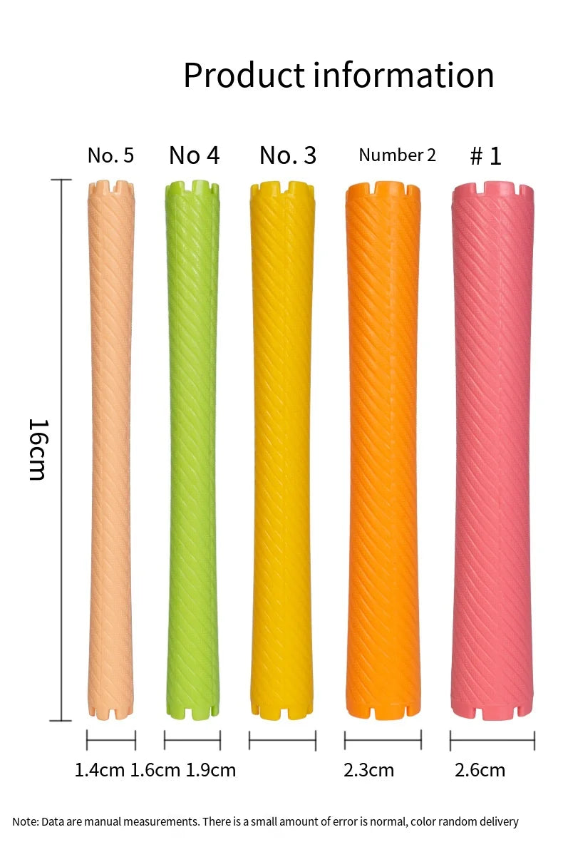 6pcs Heatless Lengthened Hair Roller Stick Perm Tools Hollow Design Spiral Hair Curlers Magic Curls DIY Curly Hair Styling Kit