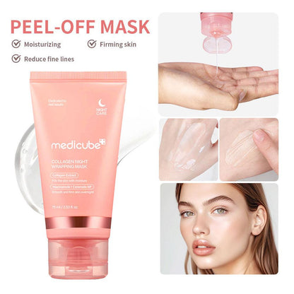 Collagen Overnight Wrapping Peel-Off Facial Mask 75ml Korean Night Mask For Deep Hydration Skin Care Repair