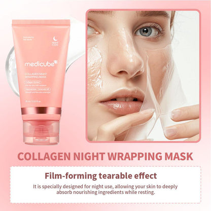 Collagen Overnight Wrapping Peel-Off Facial Mask 75ml Korean Night Mask For Deep Hydration Skin Care Repair