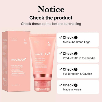 Collagen Overnight Wrapping Peel-Off Facial Mask 75ml Korean Night Mask For Deep Hydration Skin Care Repair