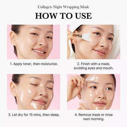 Collagen Overnight Wrapping Peel-Off Facial Mask 75ml Korean Night Mask For Deep Hydration Skin Care Repair