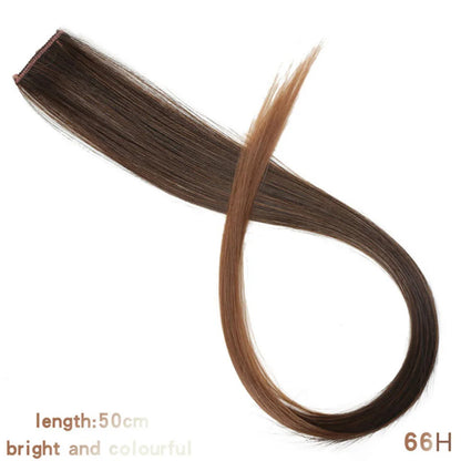 HUAYA Colorful Synthetic Hair Long Straight Hair Strands On Barrettes Clip In Hair Extensions kanekalons Fake Hair Pins