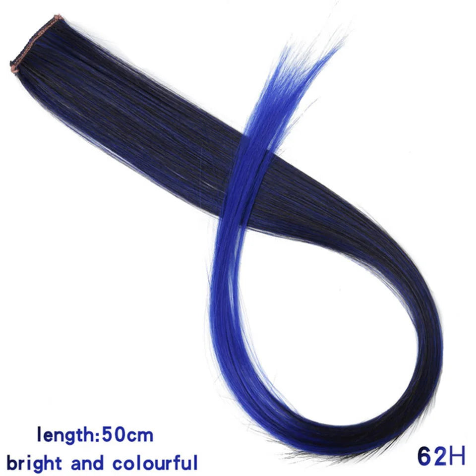 HUAYA Colorful Synthetic Hair Long Straight Hair Strands On Barrettes Clip In Hair Extensions kanekalons Fake Hair Pins