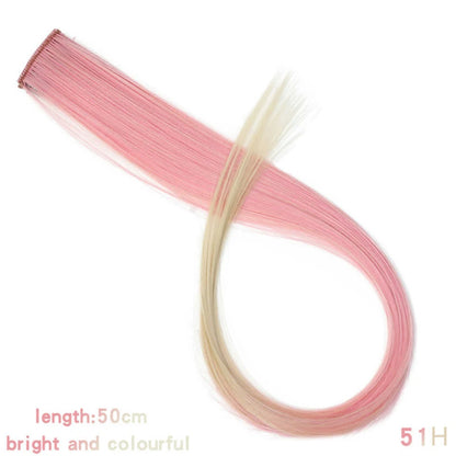HUAYA Colorful Synthetic Hair Long Straight Hair Strands On Barrettes Clip In Hair Extensions kanekalons Fake Hair Pins
