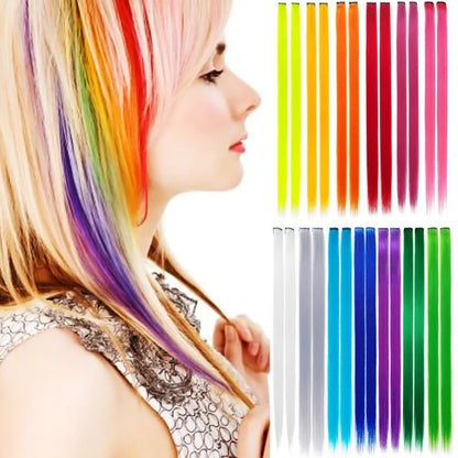 HUAYA Colorful Synthetic Hair Long Straight Hair Strands On Barrettes Clip In Hair Extensions kanekalons Fake Hair Pins