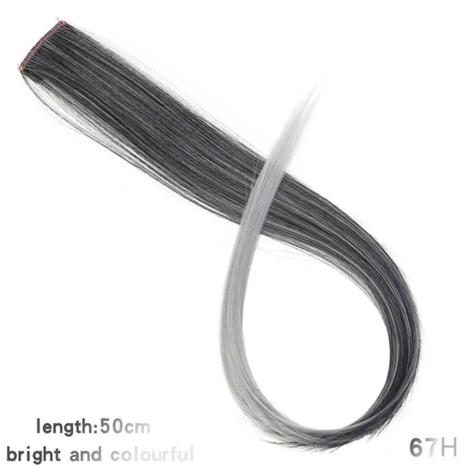 HUAYA Colorful Synthetic Hair Long Straight Hair Strands On Barrettes Clip In Hair Extensions kanekalons Fake Hair Pins