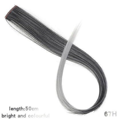HUAYA Colorful Synthetic Hair Long Straight Hair Strands On Barrettes Clip In Hair Extensions kanekalons Fake Hair Pins