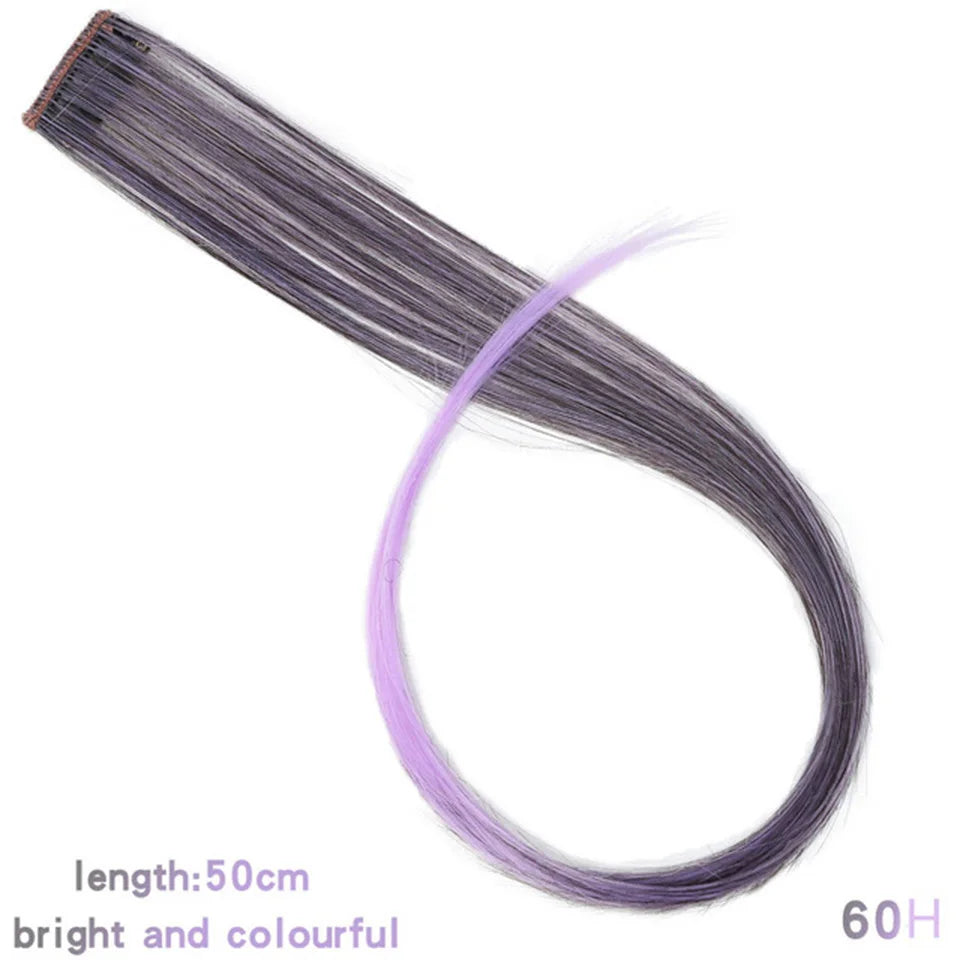 HUAYA Colorful Synthetic Hair Long Straight Hair Strands On Barrettes Clip In Hair Extensions kanekalons Fake Hair Pins
