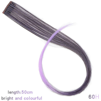 HUAYA Colorful Synthetic Hair Long Straight Hair Strands On Barrettes Clip In Hair Extensions kanekalons Fake Hair Pins