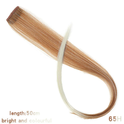 HUAYA Colorful Synthetic Hair Long Straight Hair Strands On Barrettes Clip In Hair Extensions kanekalons Fake Hair Pins