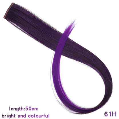 HUAYA Colorful Synthetic Hair Long Straight Hair Strands On Barrettes Clip In Hair Extensions kanekalons Fake Hair Pins