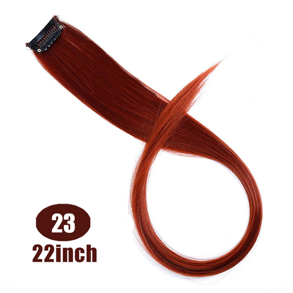 HUAYA Colorful Synthetic Hair Long Straight Hair Strands On Barrettes Clip In Hair Extensions kanekalons Fake Hair Pins