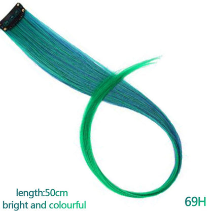 HUAYA Colorful Synthetic Hair Long Straight Hair Strands On Barrettes Clip In Hair Extensions kanekalons Fake Hair Pins