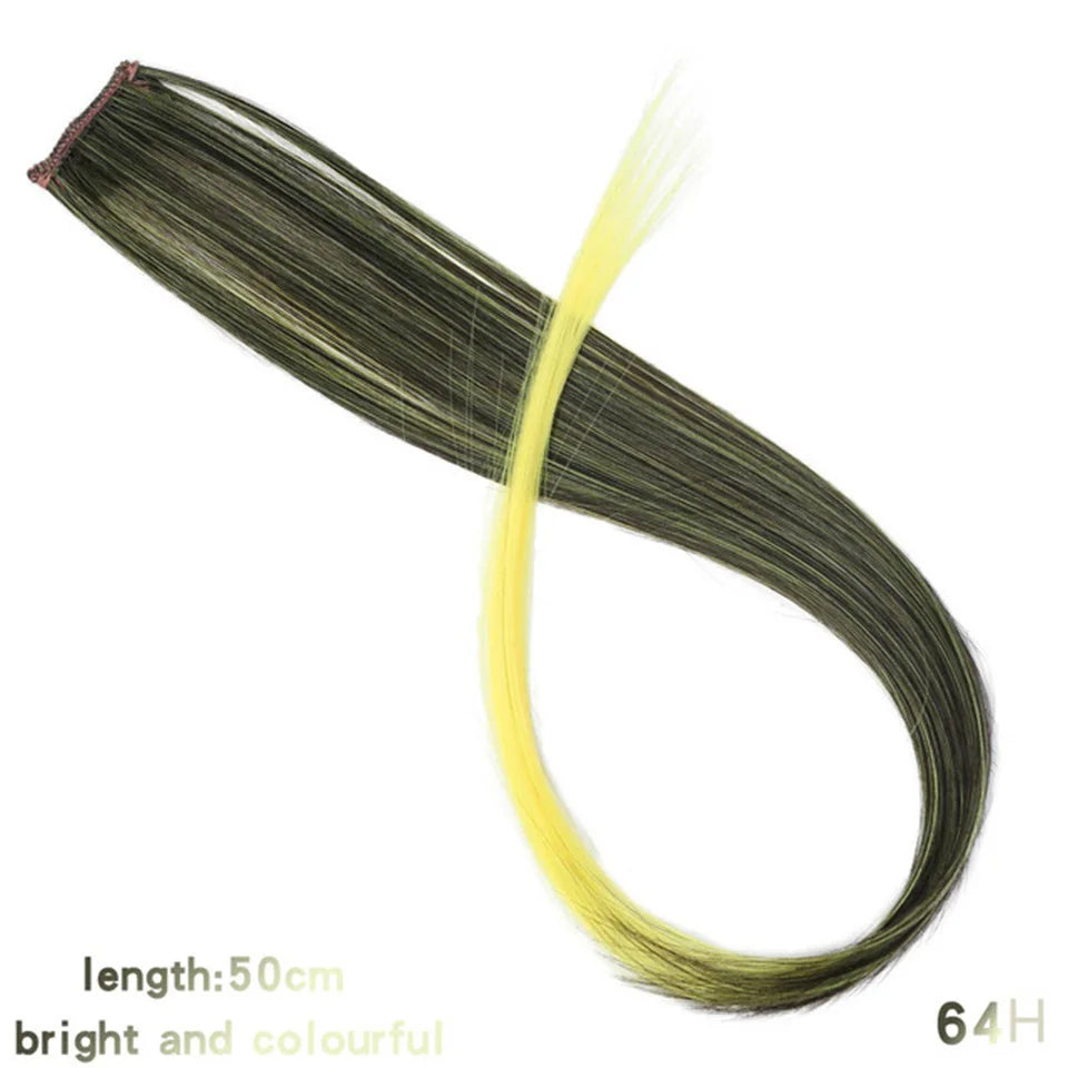 HUAYA Colorful Synthetic Hair Long Straight Hair Strands On Barrettes Clip In Hair Extensions kanekalons Fake Hair Pins