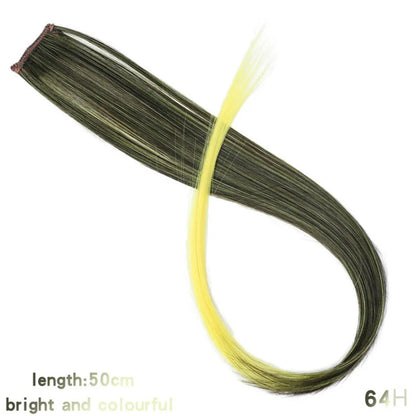 HUAYA Colorful Synthetic Hair Long Straight Hair Strands On Barrettes Clip In Hair Extensions kanekalons Fake Hair Pins