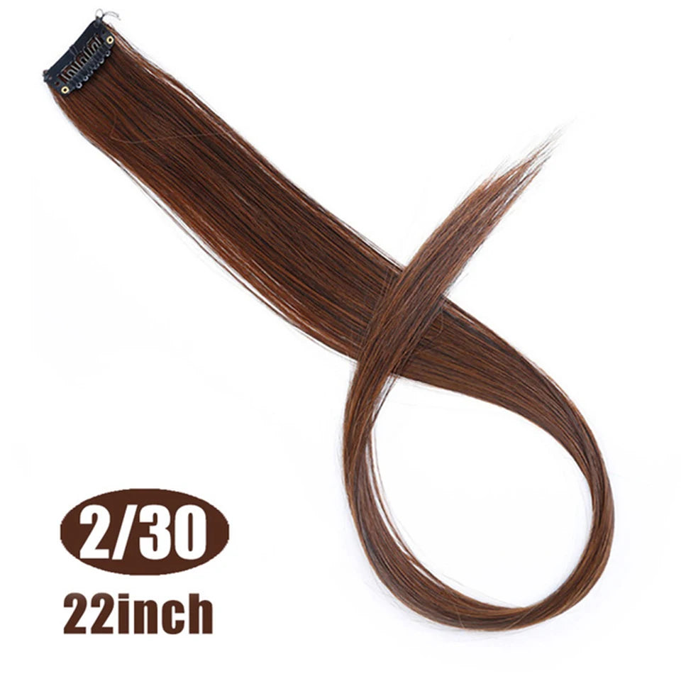 HUAYA Colorful Synthetic Hair Long Straight Hair Strands On Barrettes Clip In Hair Extensions kanekalons Fake Hair Pins
