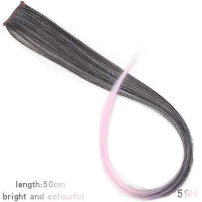 HUAYA Colorful Synthetic Hair Long Straight Hair Strands On Barrettes Clip In Hair Extensions kanekalons Fake Hair Pins