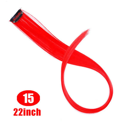 HUAYA Colorful Synthetic Hair Long Straight Hair Strands On Barrettes Clip In Hair Extensions kanekalons Fake Hair Pins