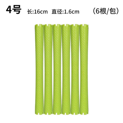 6pcs Heatless Lengthened Hair Roller Stick Perm Tools Hollow Design Spiral Hair Curlers Magic Curls DIY Curly Hair Styling Kit