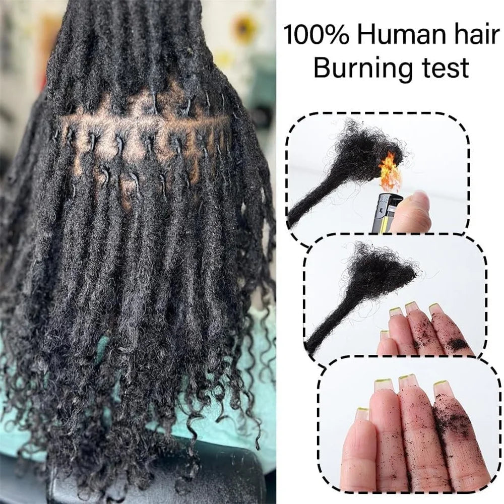 12 Inch 40 Strands 0.4cm Width 100% Human Hair Dreadlock Extensions Curly Ends Handmade Permanent loc Extensions Can Be Dyed