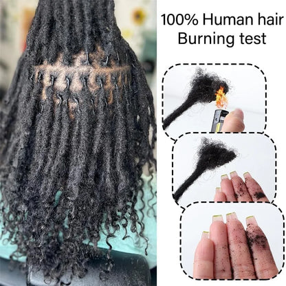 12 Inch 40 Strands 0.4cm Width 100% Human Hair Dreadlock Extensions Curly Ends Handmade Permanent loc Extensions Can Be Dyed