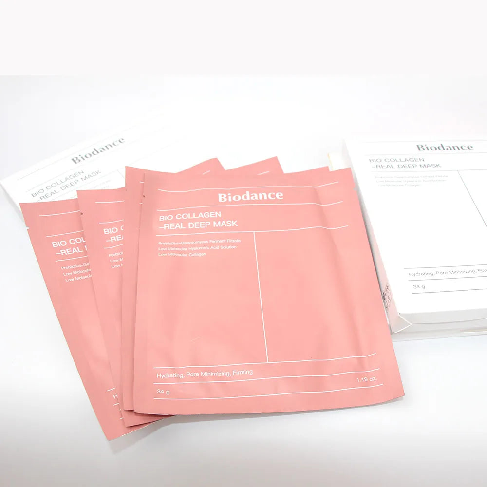 BIODANCE Bio-Collagen Real Deep Mask, Hydrating Overnight Hydrogel Mask, Pore Minimizing, Elasticity Improvement, 34g x4ea