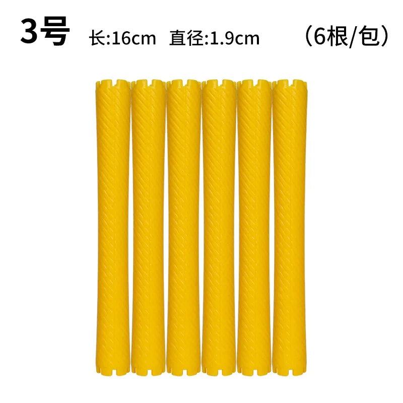 6pcs Heatless Lengthened Hair Roller Stick Perm Tools Hollow Design Spiral Hair Curlers Magic Curls DIY Curly Hair Styling Kit