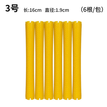 6pcs Heatless Lengthened Hair Roller Stick Perm Tools Hollow Design Spiral Hair Curlers Magic Curls DIY Curly Hair Styling Kit