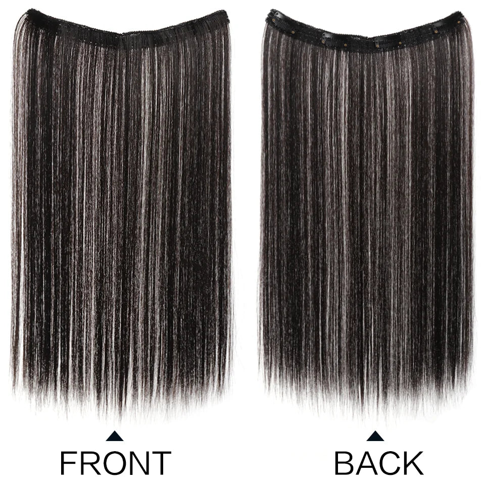 20 Inch Long Synthetic Straight Clip-In Hair Extensions for Women - Vibrant Colors, Synthetic Fiber, Easy to Use