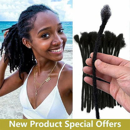 12 Inch 40 Strands 0.4cm Width 100% Human Hair Dreadlock Extensions Curly Ends Handmade Permanent loc Extensions Can Be Dyed