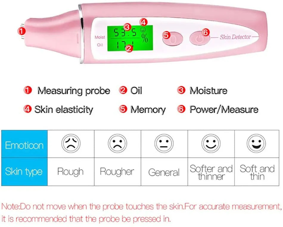 Skin Oil Moisture Tester Machine LCD Precise Detector Digital Monitor for Skin Sensor Analyzer Facial Care Tools