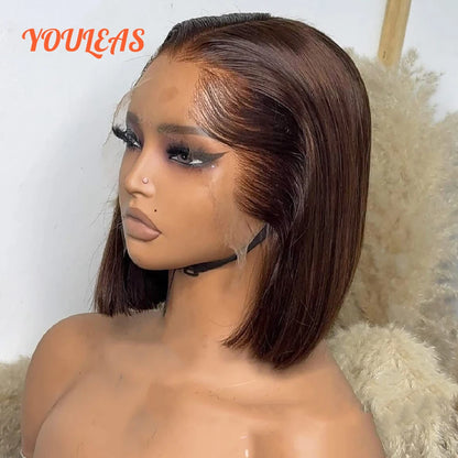Lagos Hairline Straight Bob Human Hair Wig Short Dark Blonde 13x6 HD Lace Frontal Glueless Wigs Preplucked Ready To Wear