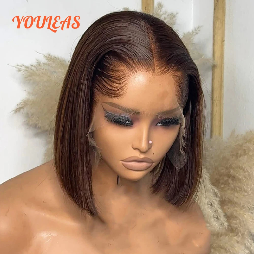 Lagos Hairline Straight Bob Human Hair Wig Short Dark Blonde 13x6 HD Lace Frontal Glueless Wigs Preplucked Ready To Wear