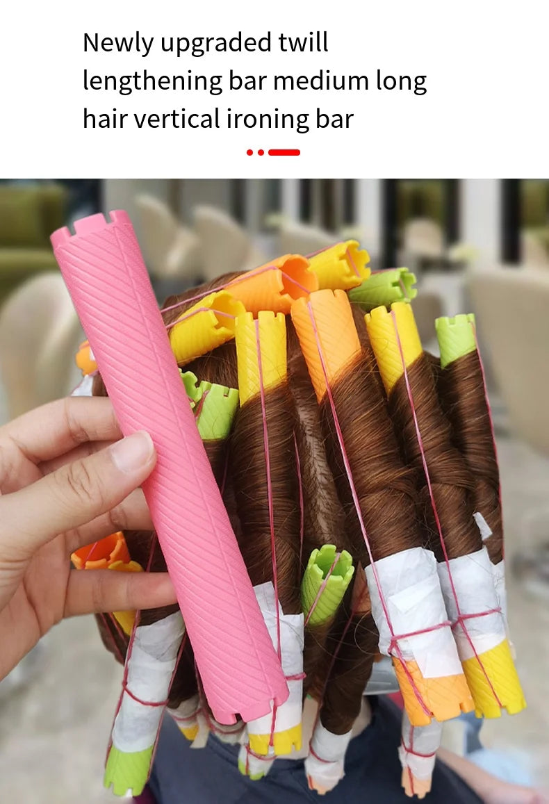 6pcs Heatless Lengthened Hair Roller Stick Perm Tools Hollow Design Spiral Hair Curlers Magic Curls DIY Curly Hair Styling Kit
