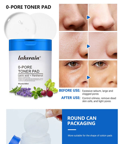 4.5% AHA Lactic Acid & 0.45% BHA 0-pore Toner Pad Salicylic Acid Dual-Textured Facial Toner Pads for Exfoliation and Pore Care