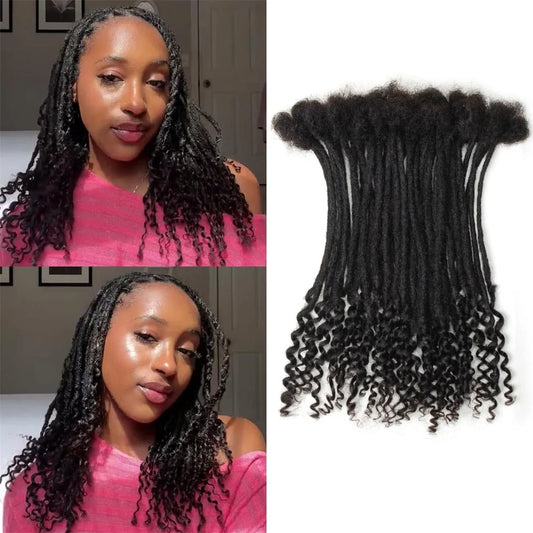 12 Inch 40 Strands 0.4cm Width 100% Human Hair Dreadlock Extensions Curly Ends Handmade Permanent loc Extensions Can Be Dyed