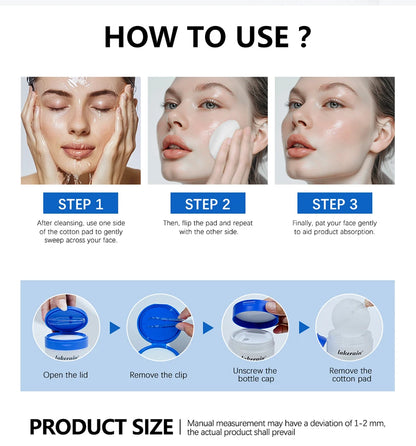 4.5% AHA Lactic Acid & 0.45% BHA 0-pore Toner Pad Salicylic Acid Dual-Textured Facial Toner Pads for Exfoliation and Pore Care