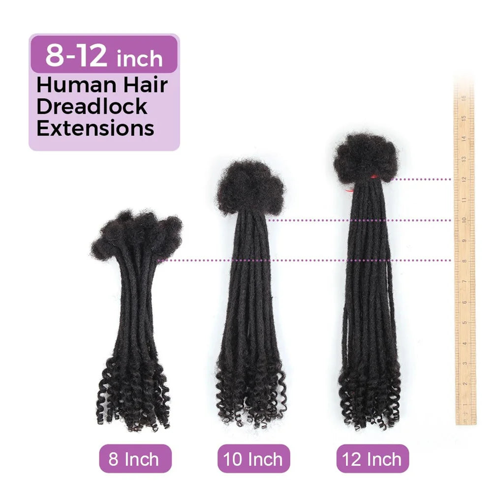 12 Inch 40 Strands 0.4cm Width 100% Human Hair Dreadlock Extensions Curly Ends Handmade Permanent loc Extensions Can Be Dyed