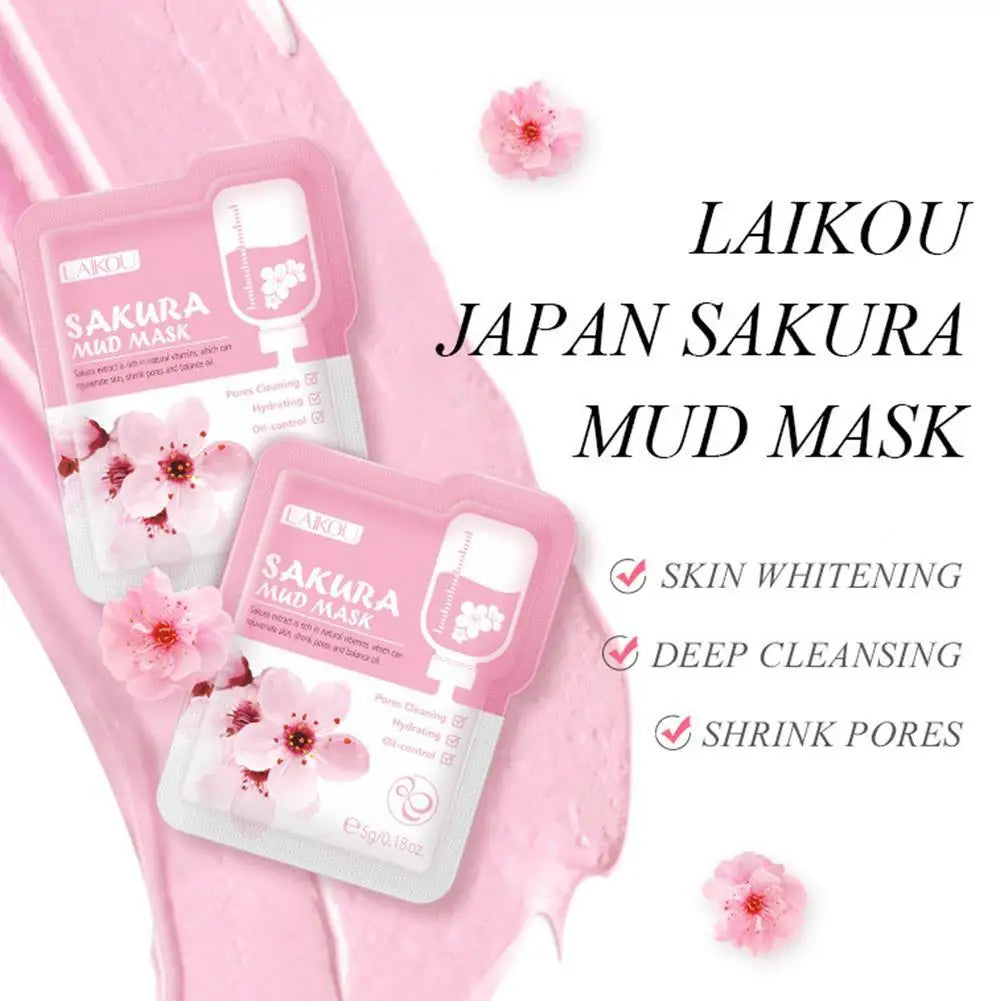 12pcs Sakura Mud mask Brightening Hydrating Face Mask Luminious Skin Clean Facial Cleansing Clay Hydrating Anti Wrinkle Skincare