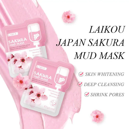 12pcs Sakura Mud mask Brightening Hydrating Face Mask Luminious Skin Clean Facial Cleansing Clay Hydrating Anti Wrinkle Skincare
