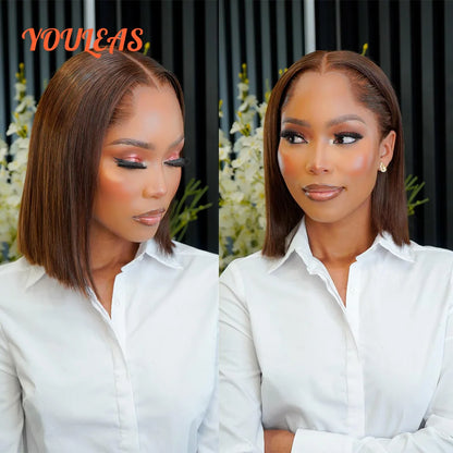 Lagos Hairline Straight Bob Human Hair Wig Short Dark Blonde 13x6 HD Lace Frontal Glueless Wigs Preplucked Ready To Wear