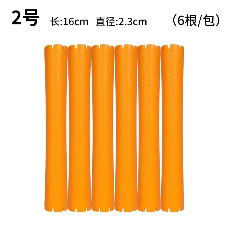 6pcs Heatless Lengthened Hair Roller Stick Perm Tools Hollow Design Spiral Hair Curlers Magic Curls DIY Curly Hair Styling Kit