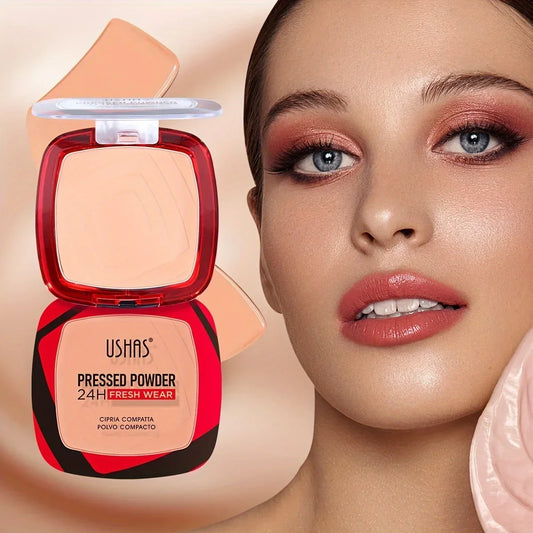 USHAS Makeup Powder Compact Setting Concealing Long-Lasting Waterproof Moisturizing Non-Caking